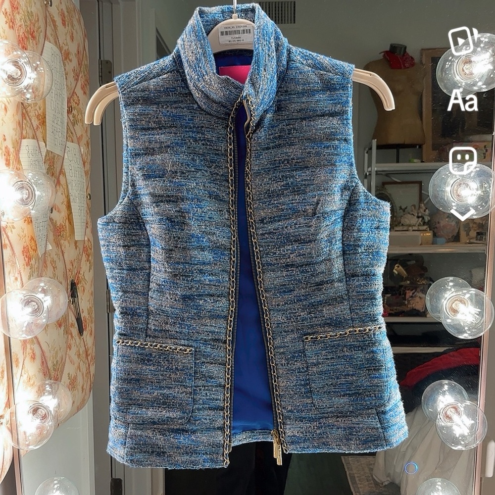 Lilly Pulitzer Blue Tweed Vest - Picture 2 of 6